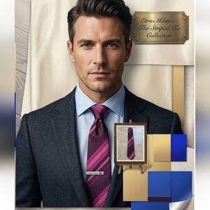 Etro Vibrant Purple and Pink Striped Tie - Like New Condition